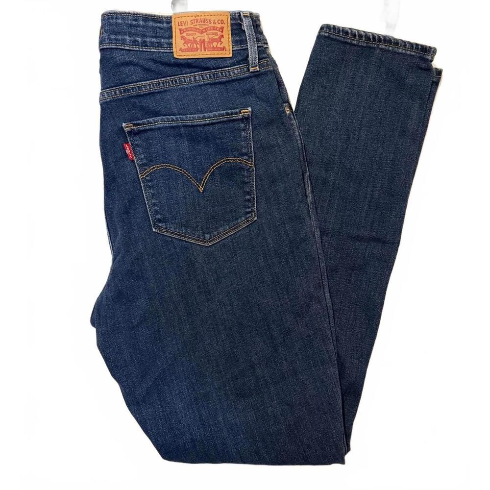 Levis 721 High Rise Skinny Jeans Womens Size 31 Distressed Dark Wash Denim - Picture 4 of 6